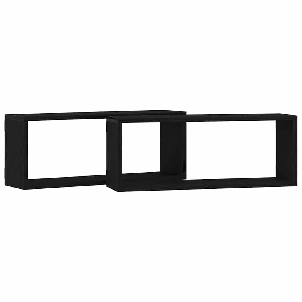 Étagères murales avec étagère 2 pcs Chêne noir 60 x 15 x 23 cm