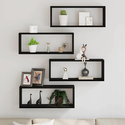 Étagères murales avec étagère 4 pcs Chêne noir 60 x 15 x 23 cm