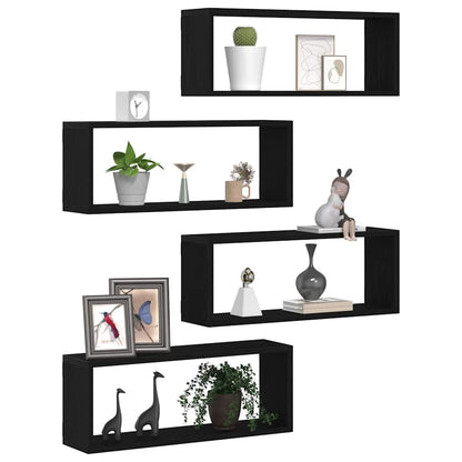 Étagères murales avec étagère 4 pcs Chêne noir 60 x 15 x 23 cm