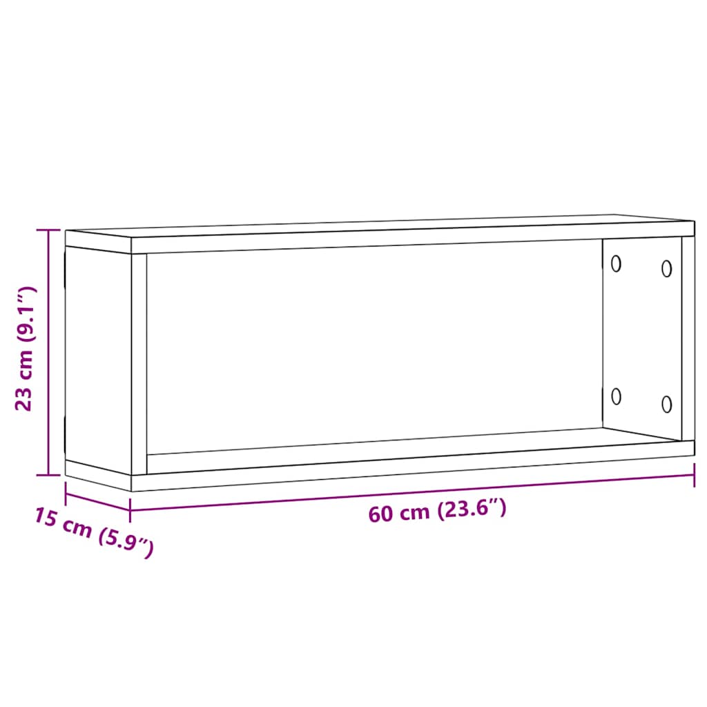 Étagères murales avec étagère 4 pcs Chêne noir 60 x 15 x 23 cm