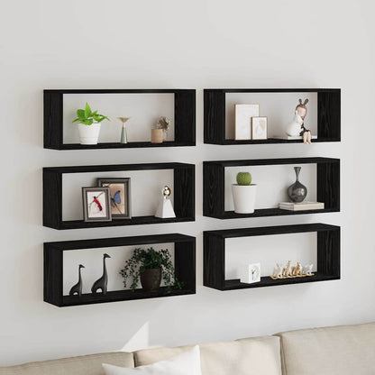 Étagères murales avec étagère 6 pcs Chêne noir 60 x 15 x 23 cm