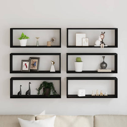 Étagères murales avec étagère 6 pcs Chêne noir 60 x 15 x 23 cm