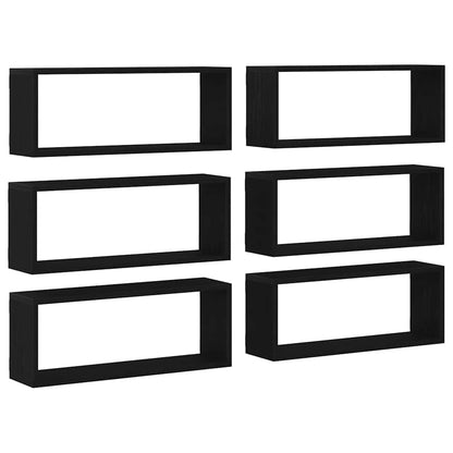 Étagères murales avec étagère 6 pcs Chêne noir 60 x 15 x 23 cm