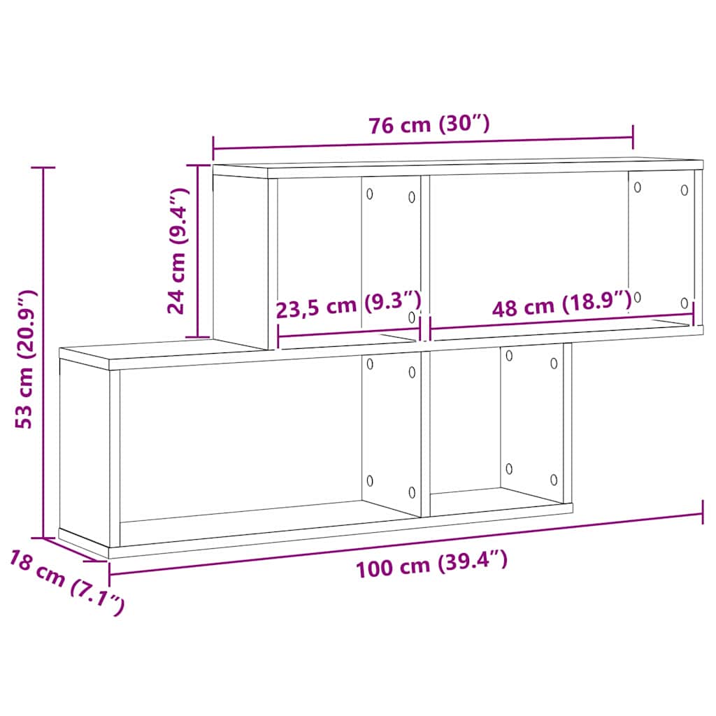 Étagère Murale Chêne noir 76 x 15 x 53 cm Bois d'ingénierie