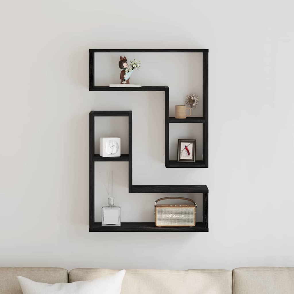 Étagères Murales avec étagère 2 pcs Chêne noir 50 x 15 x 85 cm