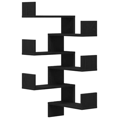 Étagère d'angle murale 2 pcs Chêne noir 40 x 40 x 49.5 cm