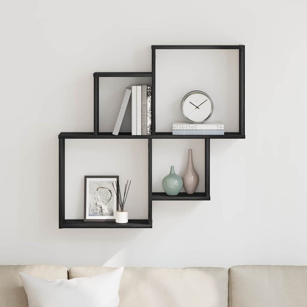 Étagère Murale Cube avec étagère Chêne noir 80 x 15 x 78.5 cm
