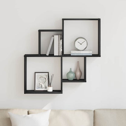 Étagère Murale Cube avec étagère Chêne noir 80 x 15 x 78.5 cm