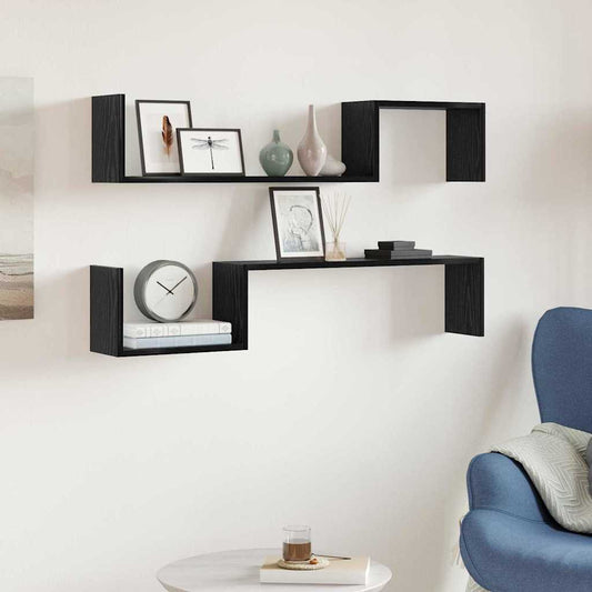 Étagère Murale avec étagère 2 pcs Chêne noir 100 x 15 x 20 cm