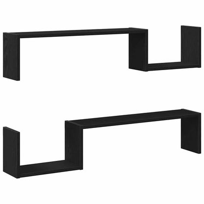 Étagère Murale avec étagère 2 pcs Chêne noir 100 x 15 x 20 cm