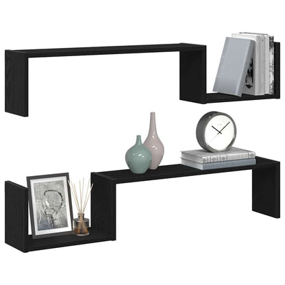 Étagère Murale avec étagère 2 pcs Chêne noir 100 x 15 x 20 cm