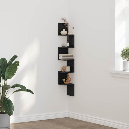 Étagère d'angle Chêne noir 20 x 20 x 127.5 cm Bois d'ingénierie