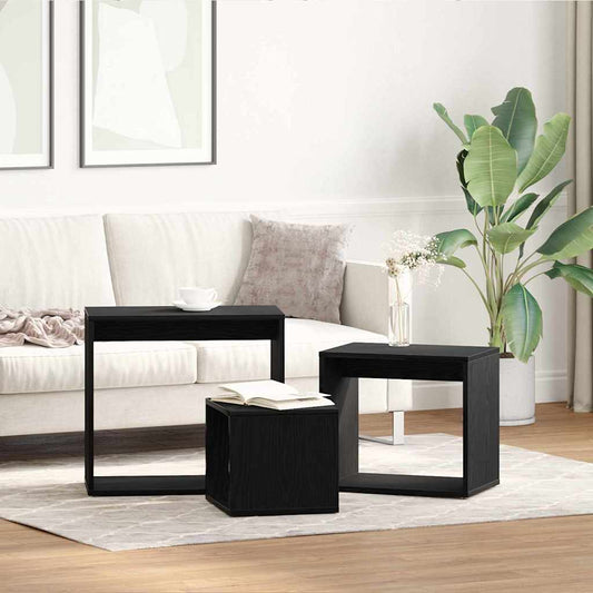 Table Gigogne 3 pcs Chêne noir 55 x 30 x 50 cm
