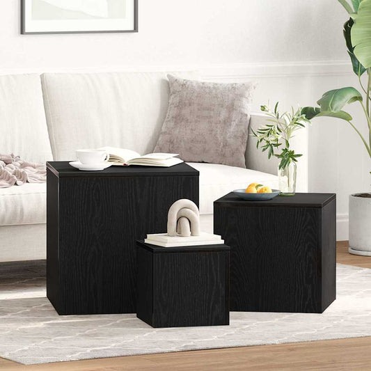 Table Gigogne 3 pcs Chêne noir 45 x 45 x 45 cm