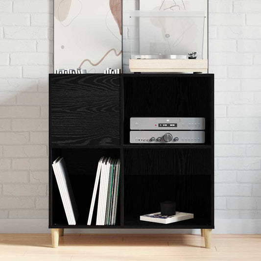 Armoire à disques vidaXL Noir Chêne 84,5x38x89 cm Bois d'ingénierie