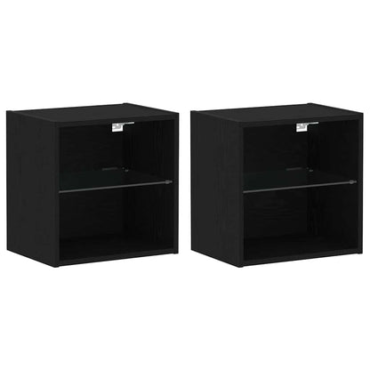 Étagère flottante avec étagère 2 pcs Noir 40 x 28.5 x 40 cm