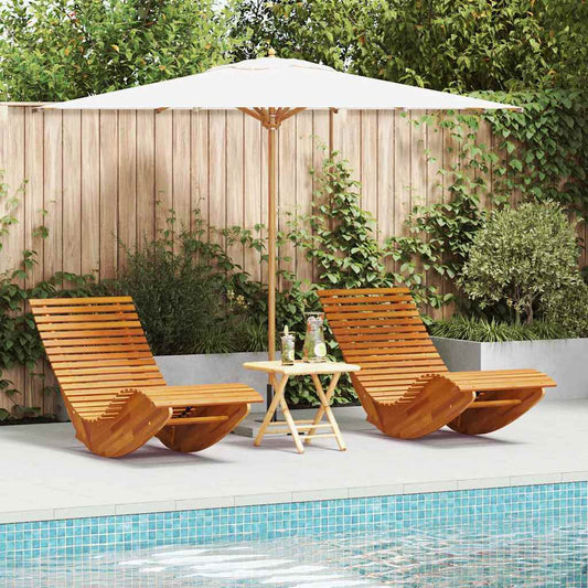 Chaises longues berçantes 2 pcs Marron 154 x 60 x 74 cm
