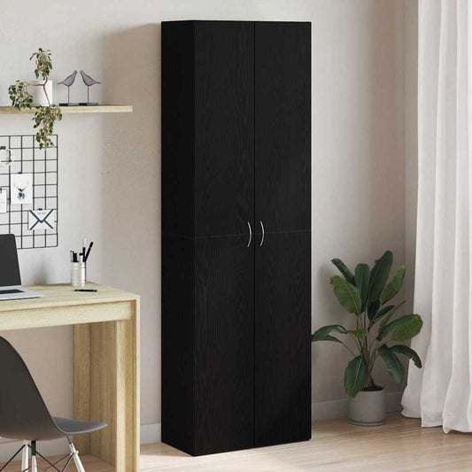 Armoire de bureau en chêne noir 60 x 32 x 190 cm, faite en bois reconstitué.