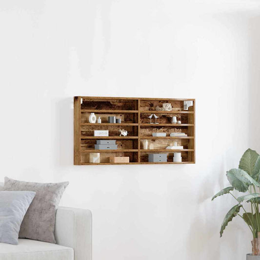 Cabinet d'Affichage avec étagère Bois Ancien 100 x 8.5 x 50 cm