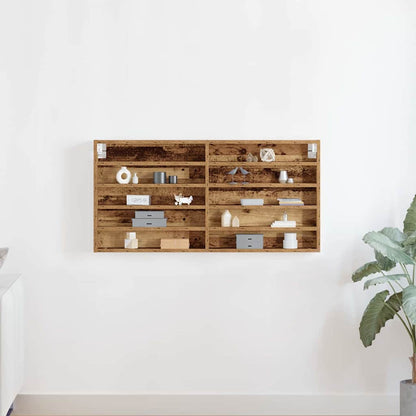 Cabinet d'Affichage avec étagère Bois Ancien 100 x 8.5 x 50 cm