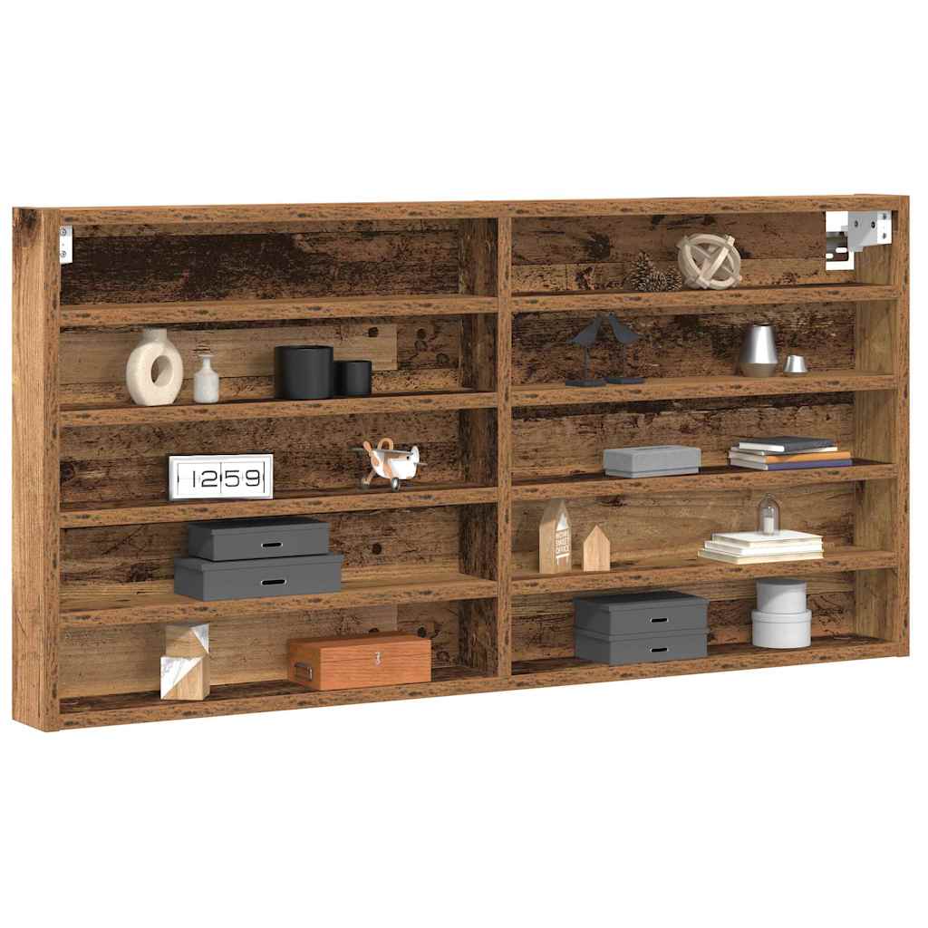 Cabinet d'Affichage avec étagère Bois Ancien 100 x 8.5 x 50 cm