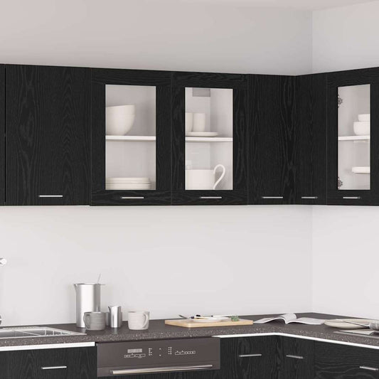 Armoire en Verre Suspendue Chêne noir 80 x 31 x 60 cm