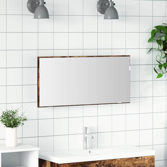 Miroir de salle de bain Montage mural Marron 80 x 8,5 x 37 cm