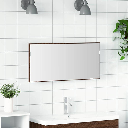 Miroir de salle de bain Chêne marron 80 x 8,5 x 37 cm