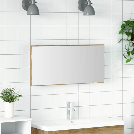 Miroir de salle de bain chêne artisanal 80 x 8,5 x 37 cm