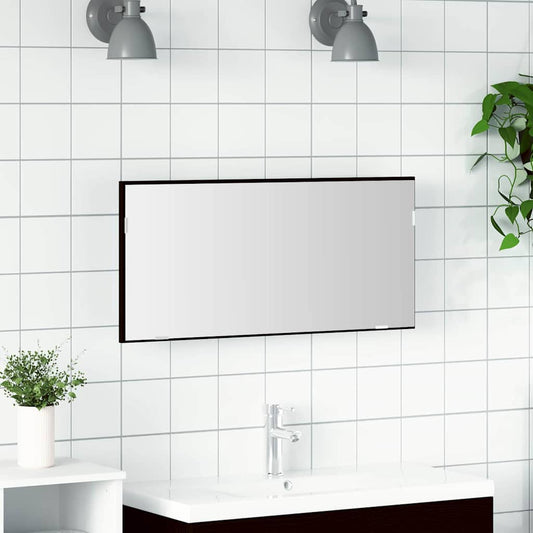 Miroir de salle de bain avec miroir Chêne noir 80 x 8,5 x 37 cm