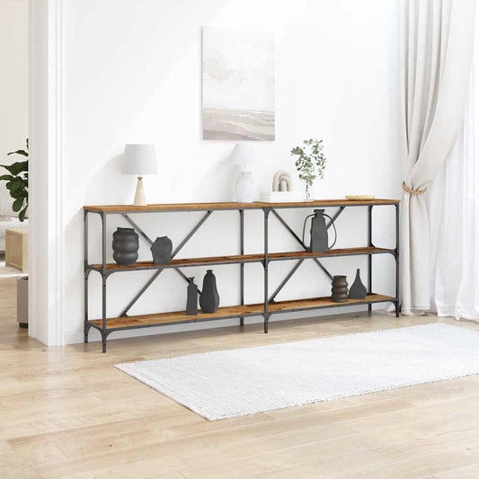 Table Console avec étagère Bois Ancien 200 x 30 x 75 cm