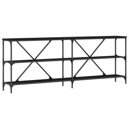 Table Console avec étagère Chêne noir 200 x 30 x 75 cm