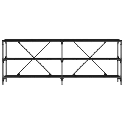 Table Console avec étagère Chêne noir 200 x 30 x 75 cm