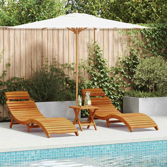 Chaise longue 3 pcs Marron 40 x 40 x 40cm Bois d'acacia massif