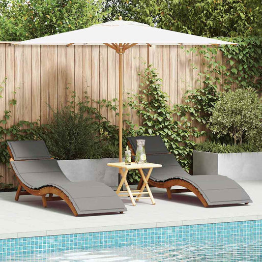 Chaise longue 2 pcs Gris 184 x 55 x 64cm Bois d'acacia massif