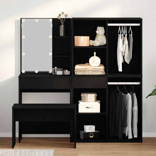Ensemble de Coiffeuse avec tiroir 2 pcs Noir 140 x 40 x 140 cm