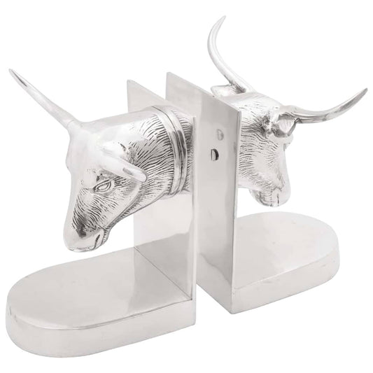 Serre-livres 2 pcs Argent 21.5 x 15.5 x 20 cm Aluminium