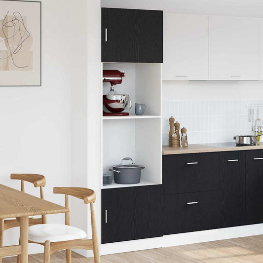 Armoire à micro-ondes avec étagère Chêne noir 60 x 57 x 207 cm