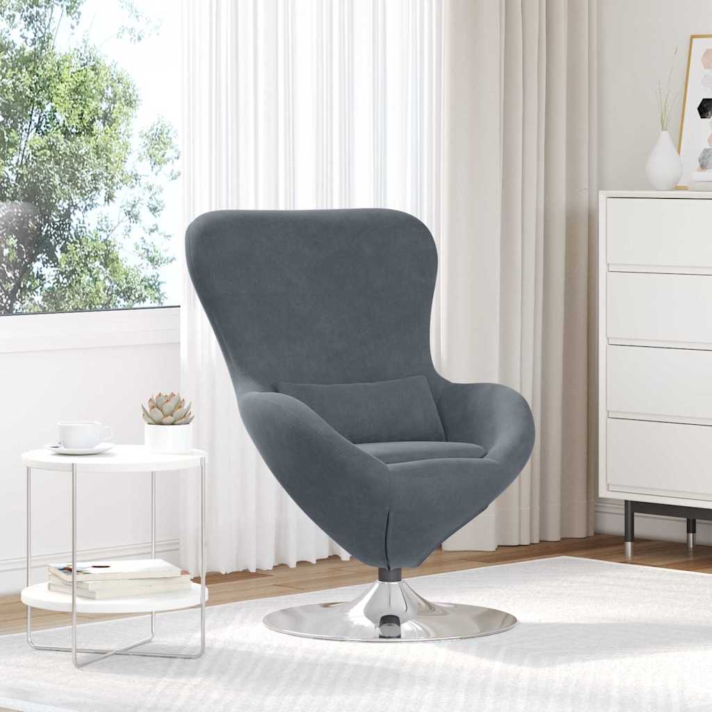 Fauteuil œuf Gris foncé 63 x 73 x 90 cm Velours