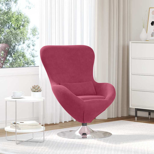 Fauteuil œuf Rouge bordeaux 63 x 73 x 90 cm Velours