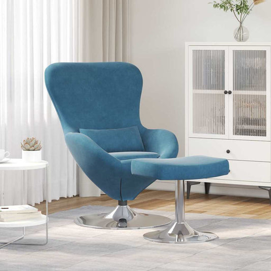 Fauteuil œuf 2 pcs Bleu 63 x 73 x 90 cm Velours