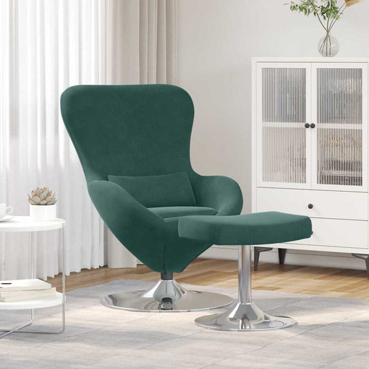 Fauteuil œuf 2 pcs Vert foncé 63 x 73 x 90 cm Velours