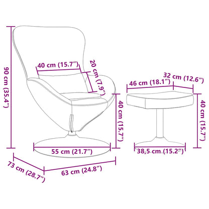 Fauteuil œuf 2 pcs Marron 63 x 73 x 90 cm Velours