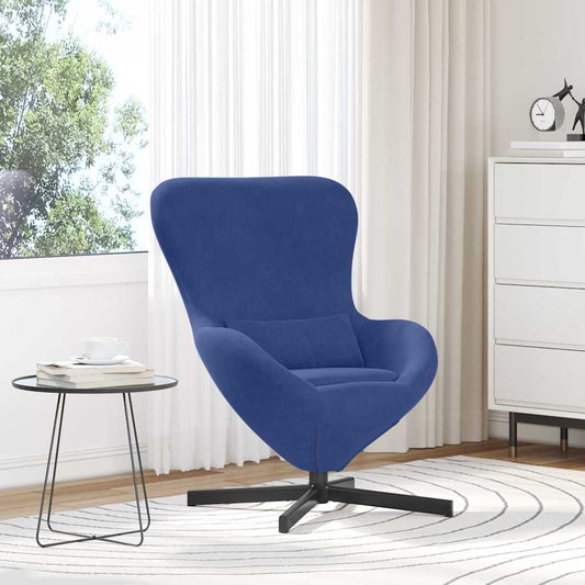 Fauteuil œuf Bleu police Velours