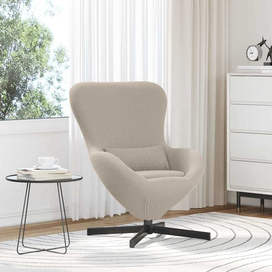 Fauteuil œuf Gris clair Tissu ressemblant à de la laine bouclée