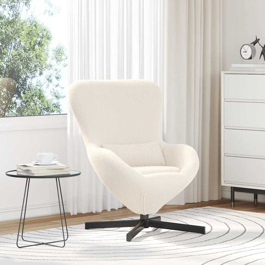 Fauteuil œuf Crème Tissu ressemblant à de la laine bouclée