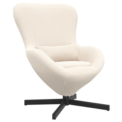 Fauteuil œuf Crème Tissu ressemblant à de la laine bouclée