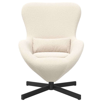 Fauteuil œuf Crème Tissu ressemblant à de la laine bouclée