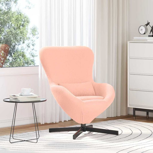 Fauteuil œuf Rose Tissu ressemblant à de la laine bouclée