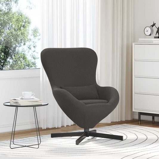 Fauteuil œuf Gris foncé Tissu ressemblant à de la laine bouclée